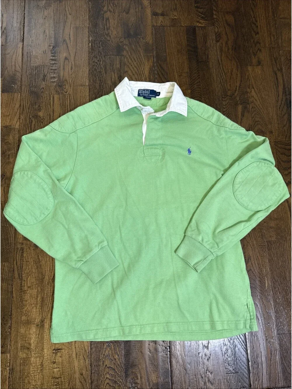 Vintage Polo Ralph Lauren Rugby Shirt Men’s Medium Green Long Sleeve EUC